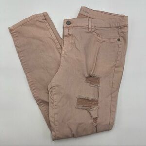 Stylish Distressed Pink Jeans